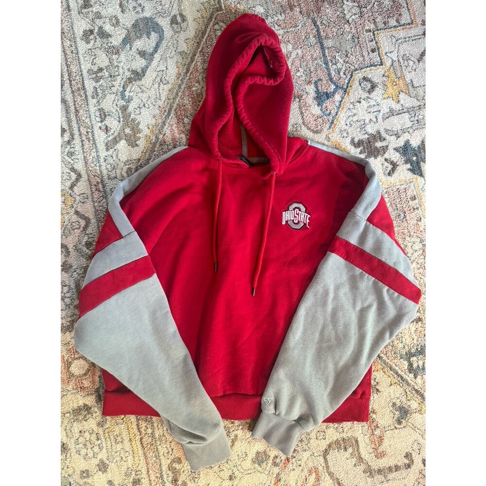 Colosseum Ohio State Buckeyes Women’s Large Full Zip Hoodie Red Gray